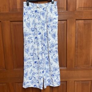 Linen blue white floral Jason wu pants